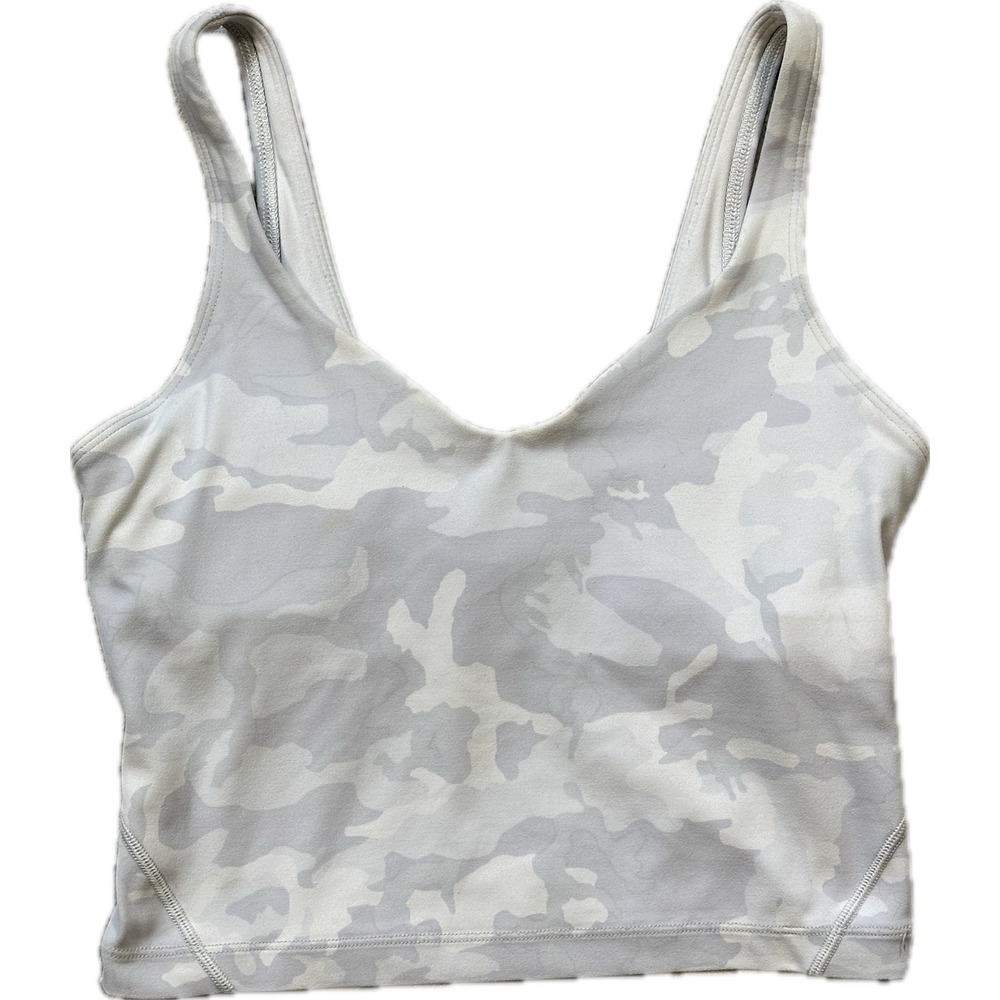 Lululemon Align Tank Top White Grey Camo Size 4 Cropped W1CYBS